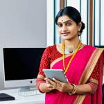 **

"A professional Indian woman in a fully clothed, modest sari, standing in a bright and modern office setting, holding a tablet, safe for work, appropriate content, perfect anatomy, natural proportions, professional, family-friendly, well-formed hands, proper finger count, natural body proportions."

**