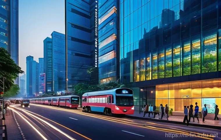 암호화폐와 전통 금융의 융합 - **Prompt:** A bustling, modern cityscape in India at dusk, where traditional bank buildings with int...